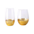 Top Quality Egg Shape Glass Cup with Golden Color Bottom